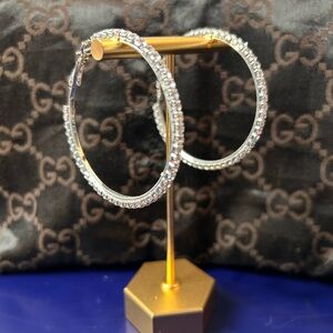 2” Silver CZ Earrings